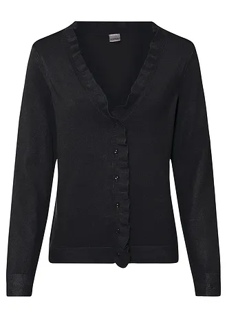 Kabátek z jemné pleteniny ze splývavé viskózové směsi • černá • bonprix obchod