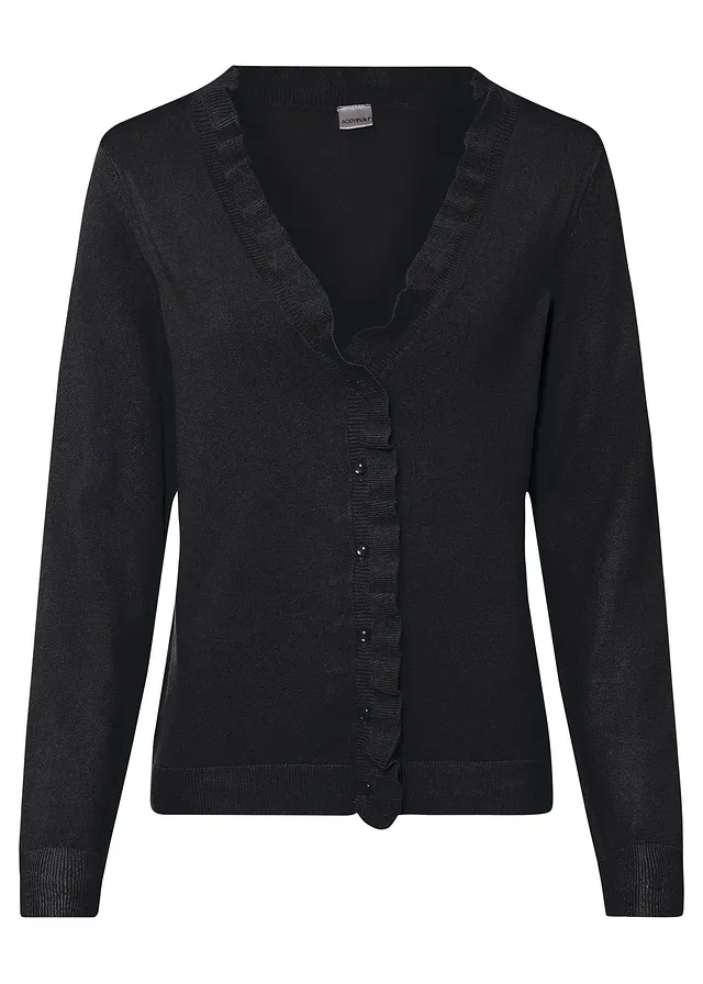 Kabátek z jemné pleteniny ze splývavé viskózové směsi • černá • bonprix obchod