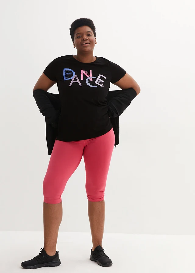T-shirt met retroprint, Kleur: zwart