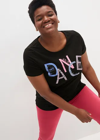 T-shirt z nadrukiem w stylu retro, kolor: czarny