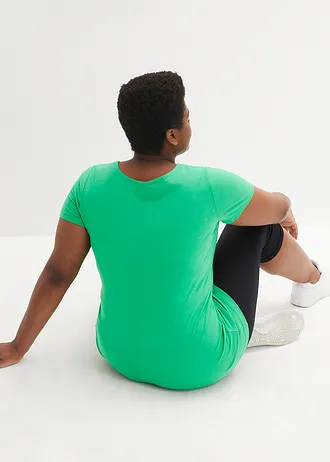 Longshirt met tekstprint (set van 2), Kleur: grasgroen+zwart