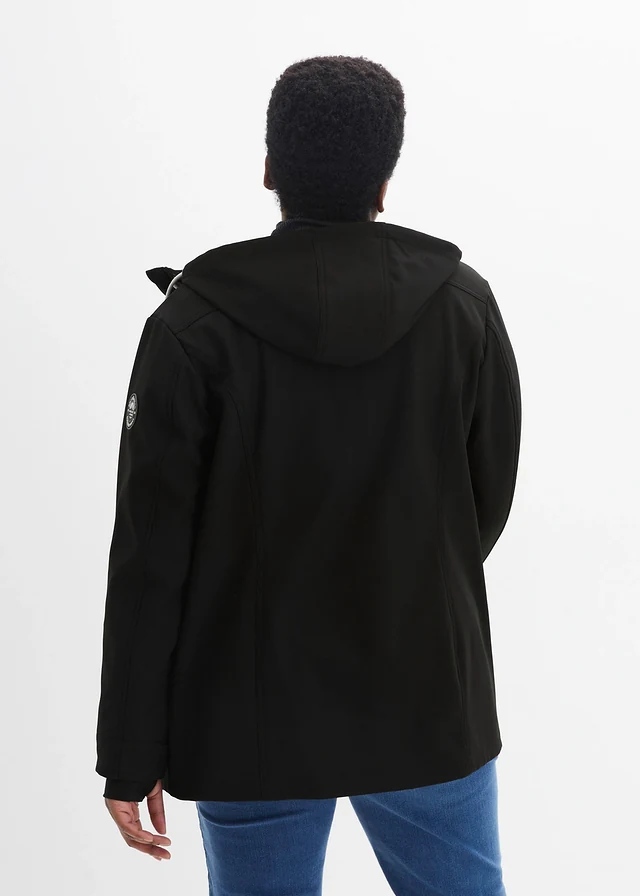 Veste déperlante en softshell, Couleur: noir