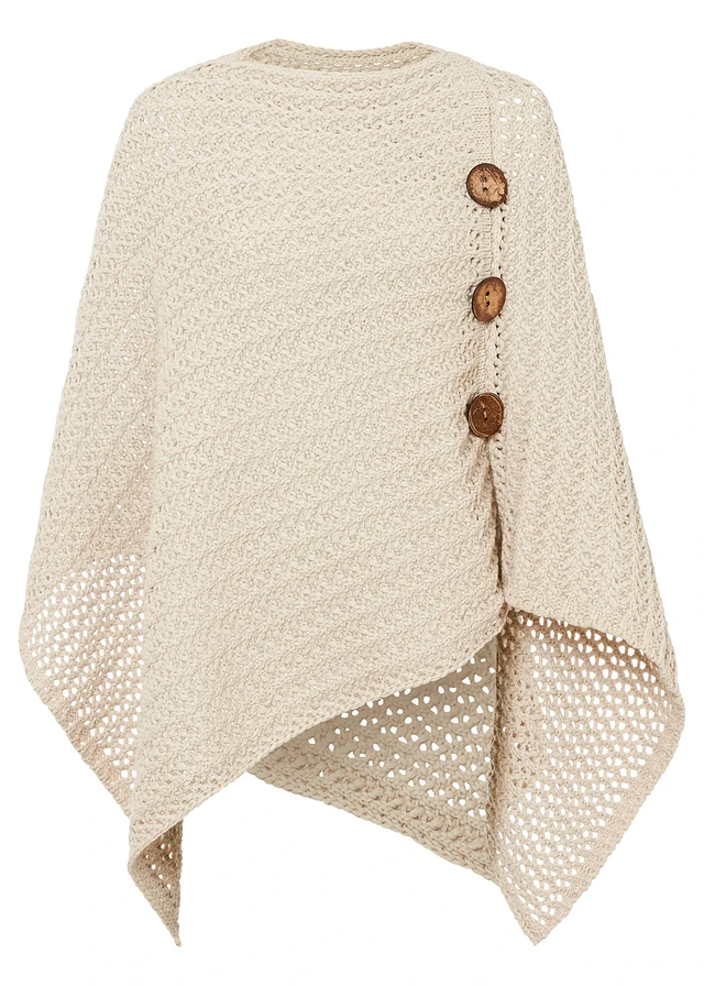 Poncho, Couleur: beige galet