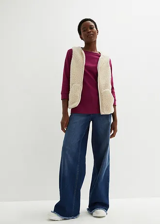 Bluzka z długim rękawem z czystej bawełny organicznej • jeżynowy • sklep bonprix