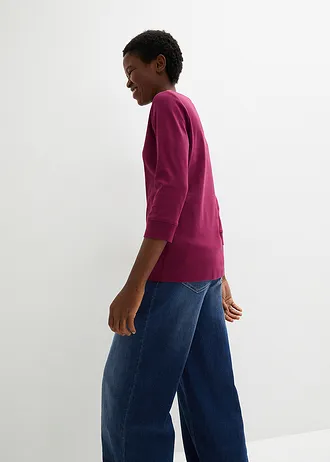 Bluzka z długim rękawem z czystej bawełny organicznej • jeżynowy • sklep bonprix