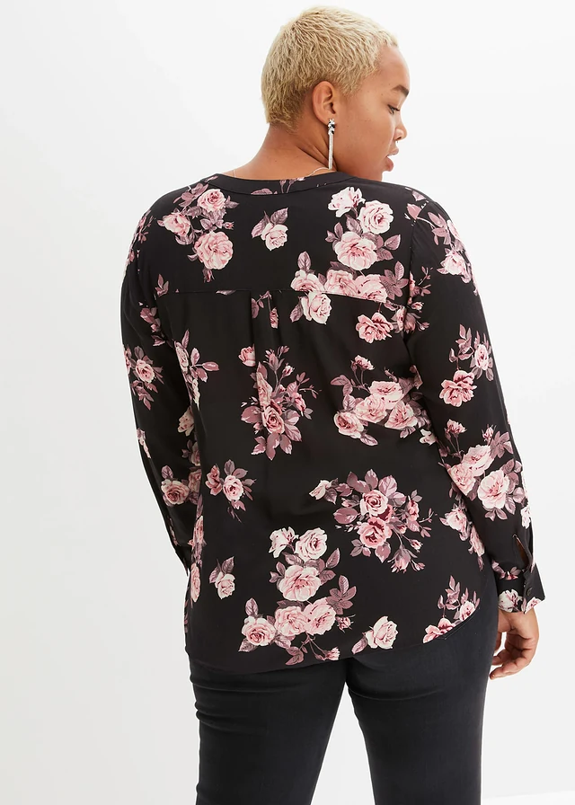 Blouse-tunique, Couleur: noir/rose clair/rose clair