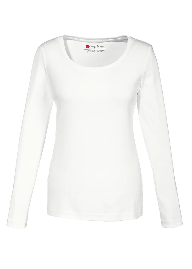 T-shirt manches longues 100% coton, Couleur: écru
