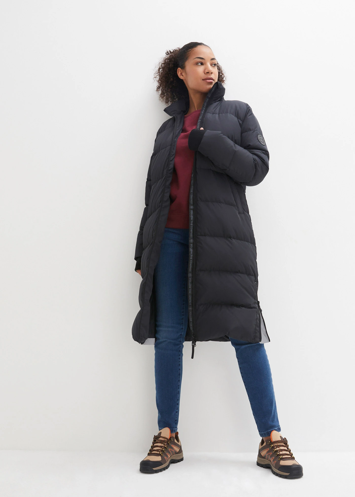 Lange donsjas met gerecycled dons • zwart • bonprix online shop