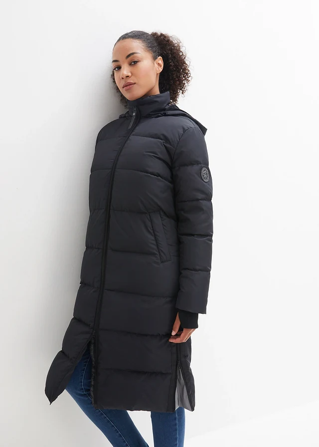 Doudoune longue avec duvet recyclé, Couleur: noir