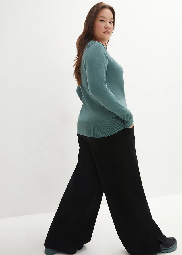 Pull en fine maille, Couleur: gris vert