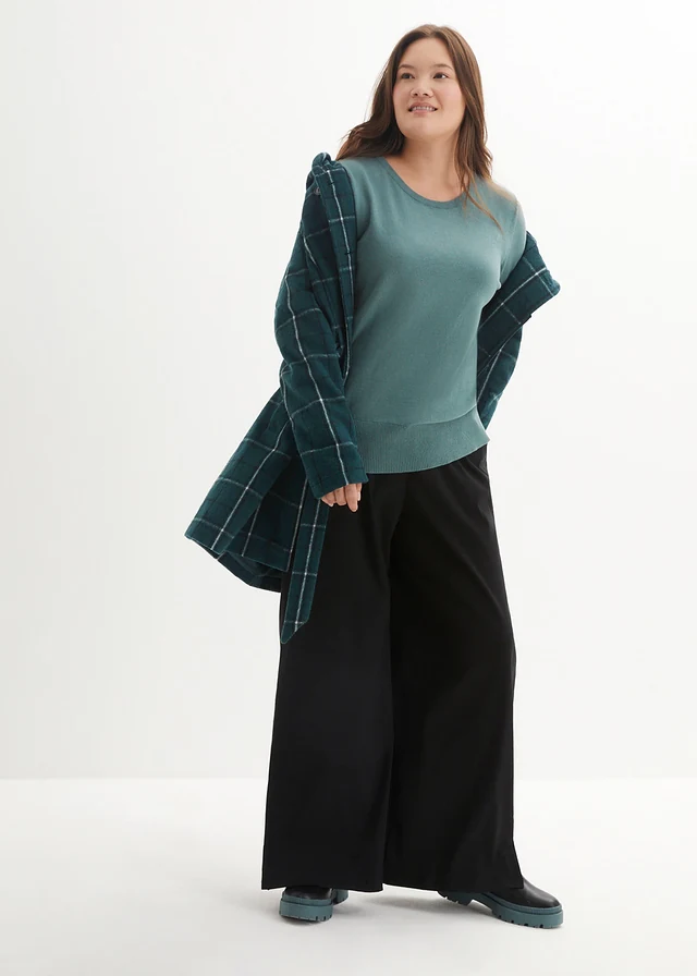 Pull en fine maille, Couleur: gris vert
