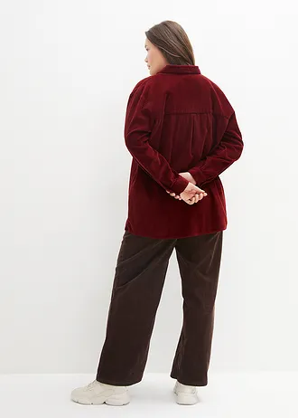 Corduroy overhemd van katoen, Kleur: kastanjerood