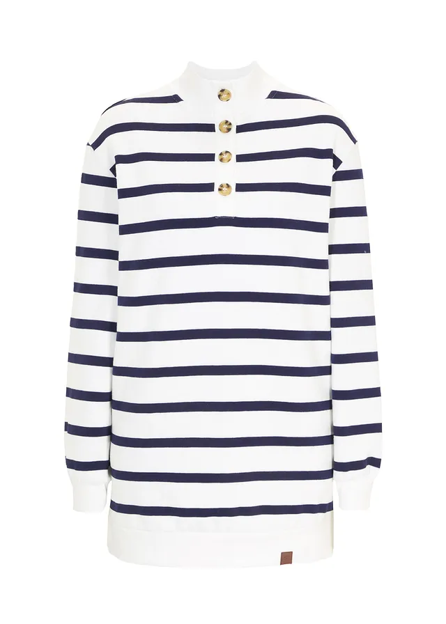 Bluză casual lungă, guler troyer