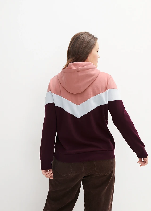 Sweat-shirt à capuche et grand col, Couleur: sureau