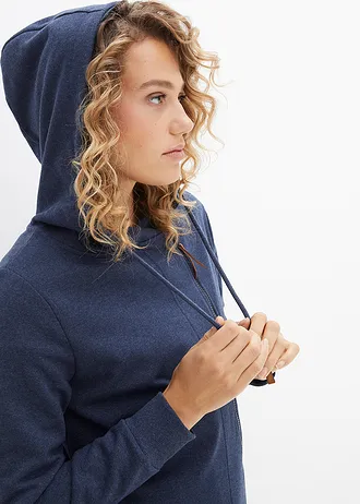 Mikina na zapínání s kapucí • tmavě modrá melír • bonprix obchod