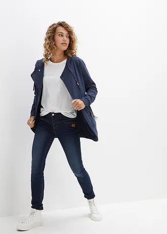 Sweatvest met capuchon, Kleur: donkerblauw mêlee