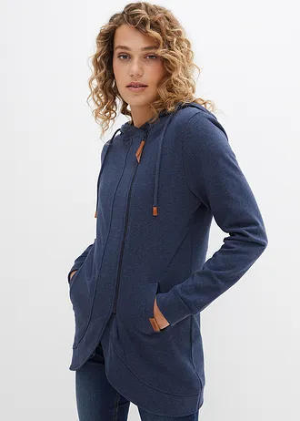 Sweatvest met capuchon, Kleur: donkerblauw mêlee