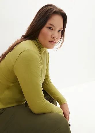 T-shirt manches longues coton, Couleur: olive doré