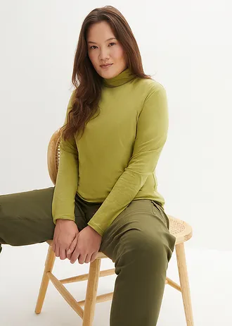 T-shirt manches longues coton, Couleur: olive doré