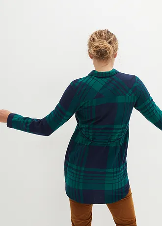 Těhotenská dlouhá halenka z měkkého bavlněného flanelu • tmavě modro-brilantově zelená • bonprix obchod