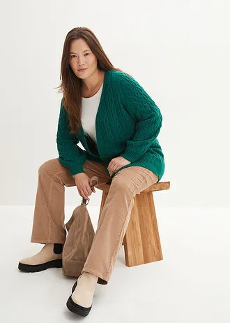 Hosszú kötött kardigán, szín: briliáns zöld