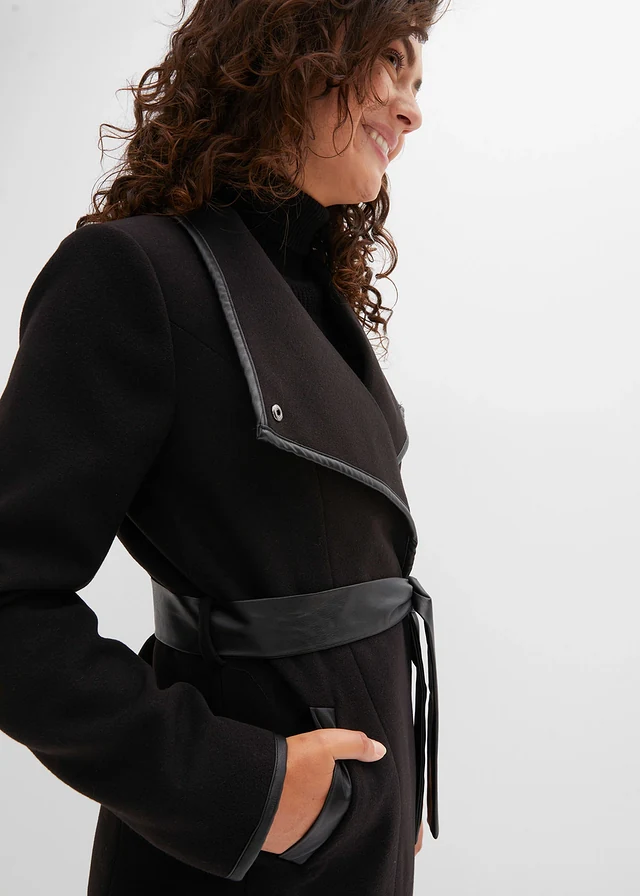 Lange jas in wollen look • zwart • product-page.page-title-suffix