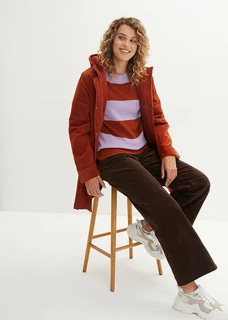 Svetr z jemné pleteniny se širokými pruhy • šeříková-rezavě hnědá s proužky • bonprix obchod