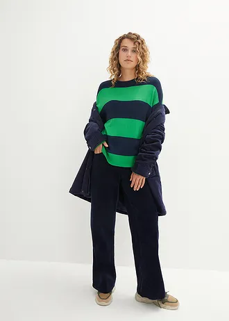 Pull en fine maille à larges rayures • vert gazon-bleu foncé rayé • Boutique bonprix
