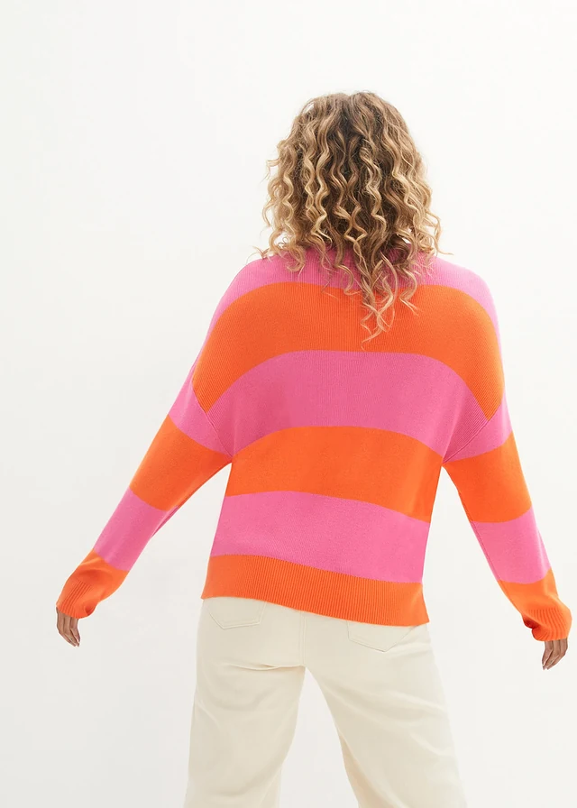 Pull en fine maille à larges rayures • fuchsia/orange rayé • product-page.page-title-suffix