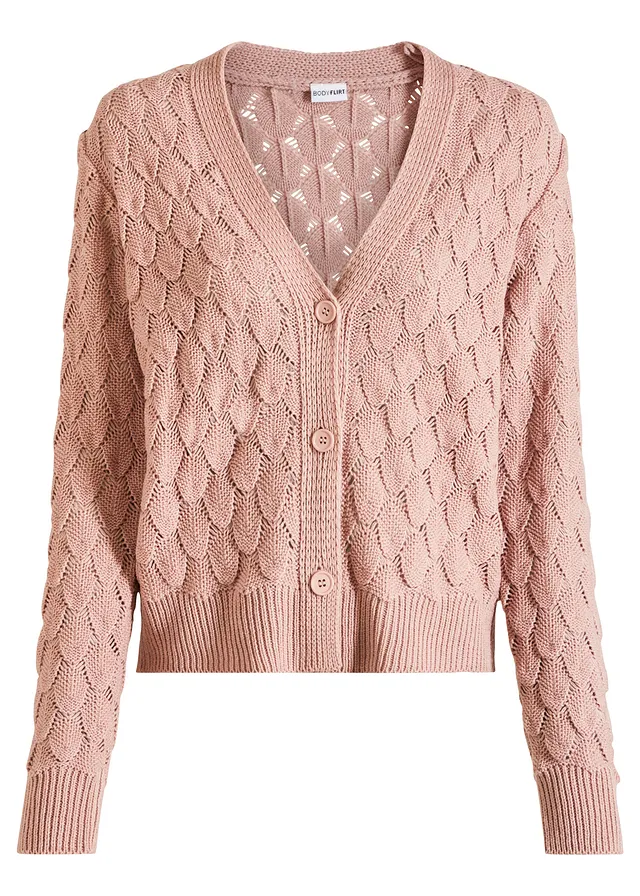 Gilet en maille ajourée • bois de rose • Boutique bonprix