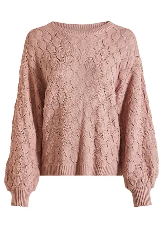 Pull en maille ajourée • bois de rose • Boutique bonprix