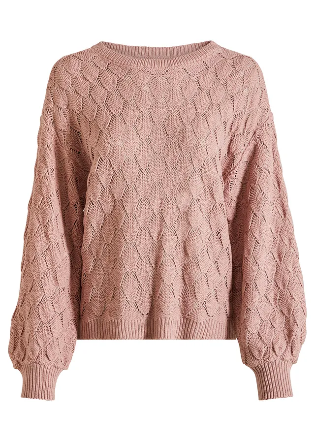 Pull en maille ajourée • bois de rose • Boutique bonprix
