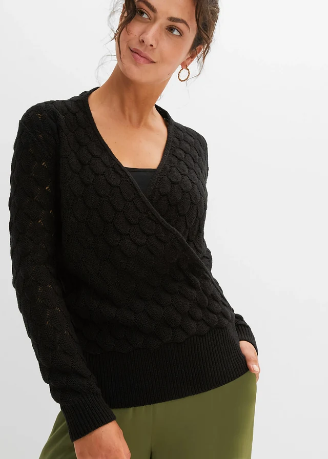 Ajour trui in wikkellook • zwart • product-page.page-title-suffix