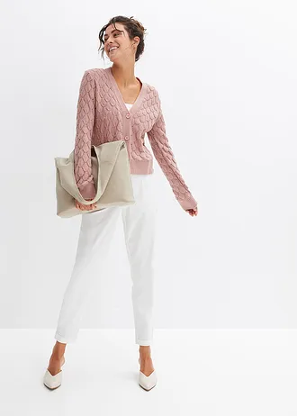 Gilet en maille ajourée • bois de rose • Boutique bonprix