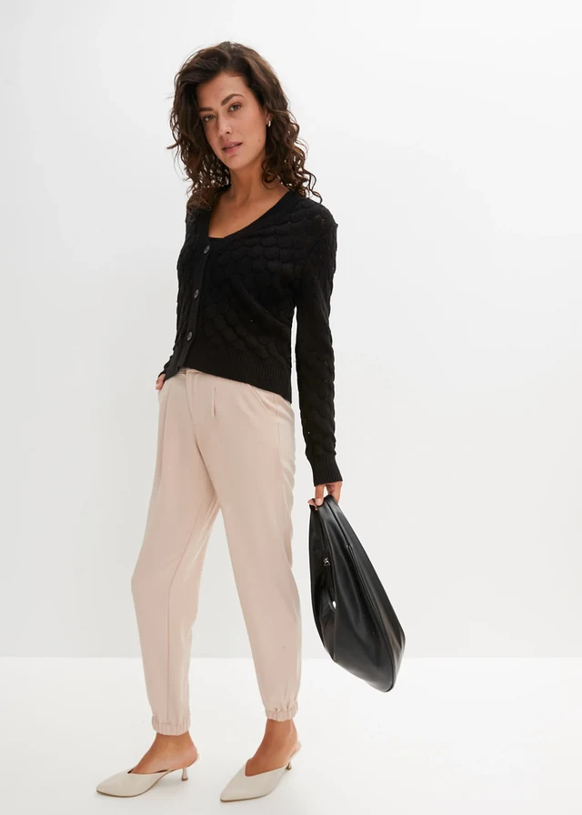 Gilet en maille ajourée, Couleur: noir
