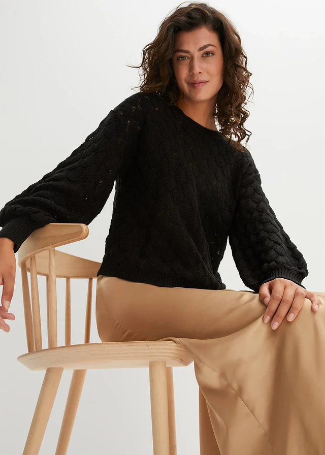 Pull en maille ajourée • noir • product-page.page-title-suffix