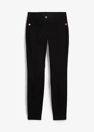 Stretch instapbroek met sierknopen • zwart plus size • bonprix online shop