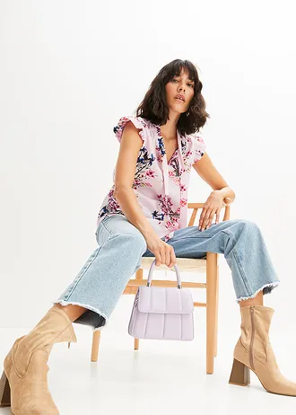 Blouse sans manches avec col lavallière • rose floral • Boutique bonprix