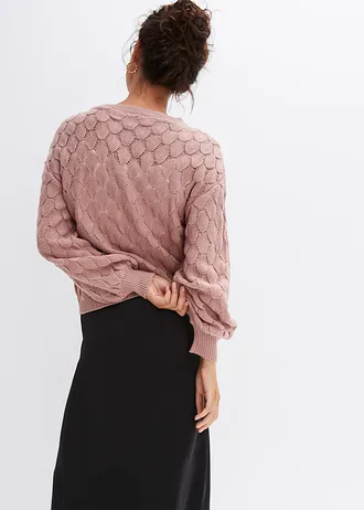 Pull en maille ajourée • bois de rose • Boutique bonprix