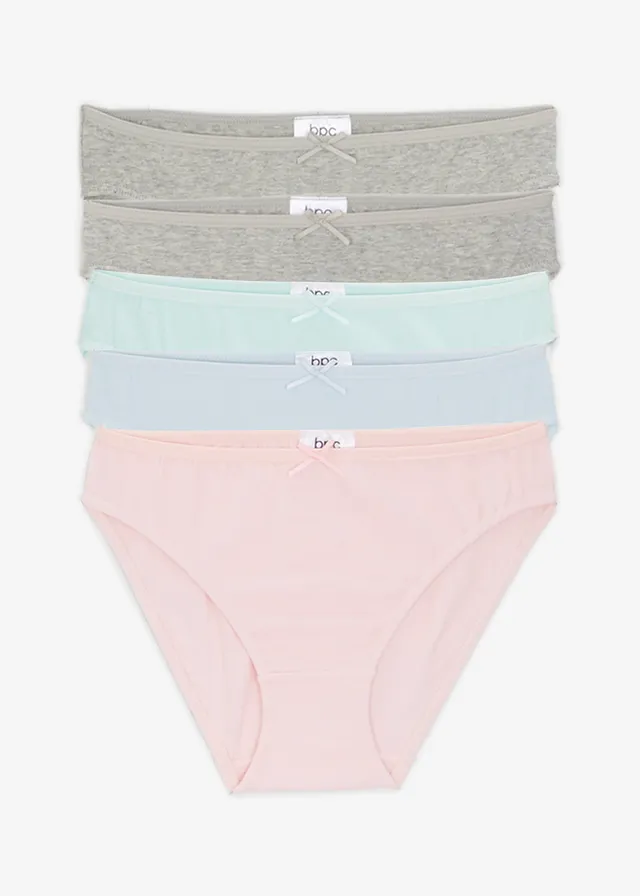 Dívčí kalhotky (5 ks) • světle šedý melír + pastelově mátová + pudrově modrá + pudrově růžová • bonprix obchod