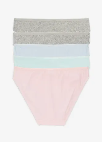 Dívčí kalhotky (5 ks) • světle šedý melír + pastelově mátová + pudrově modrá + pudrově růžová • bonprix obchod