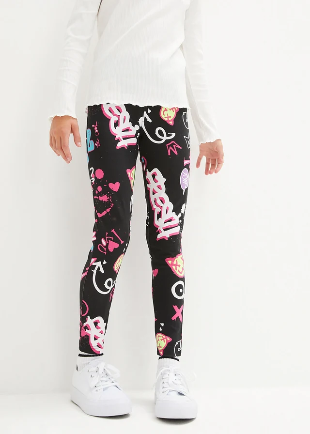 Legging en coton extensible, Couleur: noir