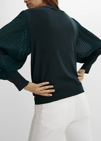 Pull doux en fine maille • vert profond • Boutique bonprix