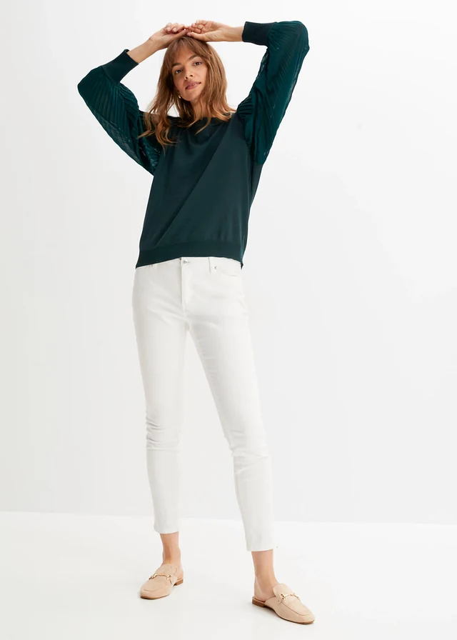Pull doux en fine maille, viscose majoritaire, Couleur: vert profond