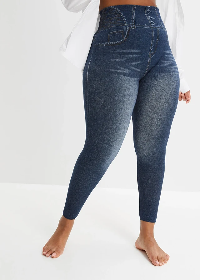 Legging sculptant effet jean, Couleur: bleu imitation jean