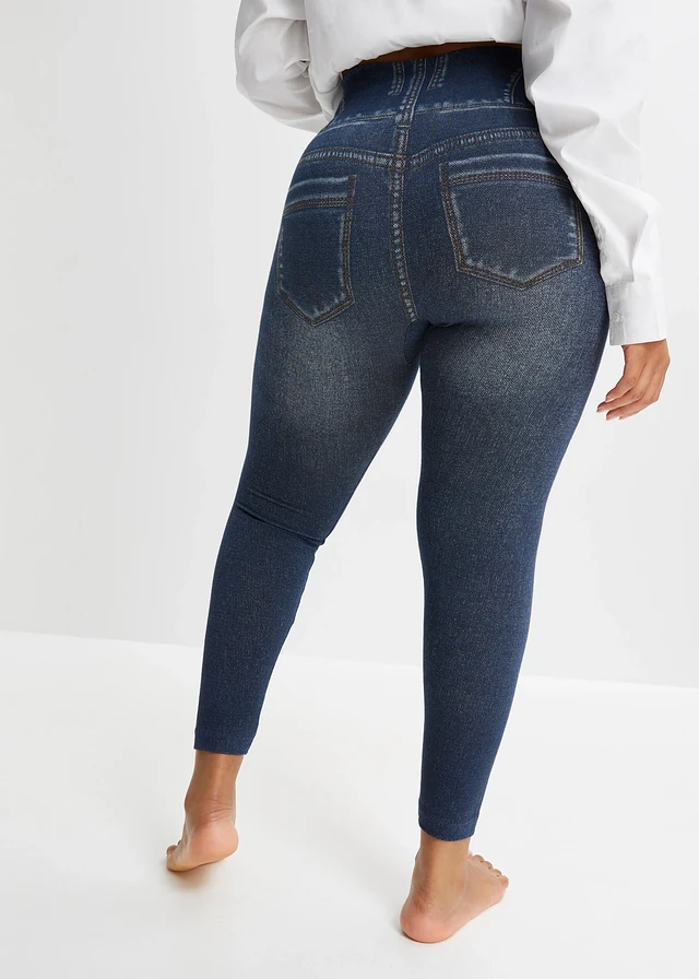 Legging sculptant effet jean, Couleur: bleu imitation jean