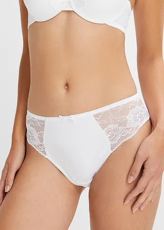Slip met zacht katoen en kant (set van 4) • wit • bonprix online shop