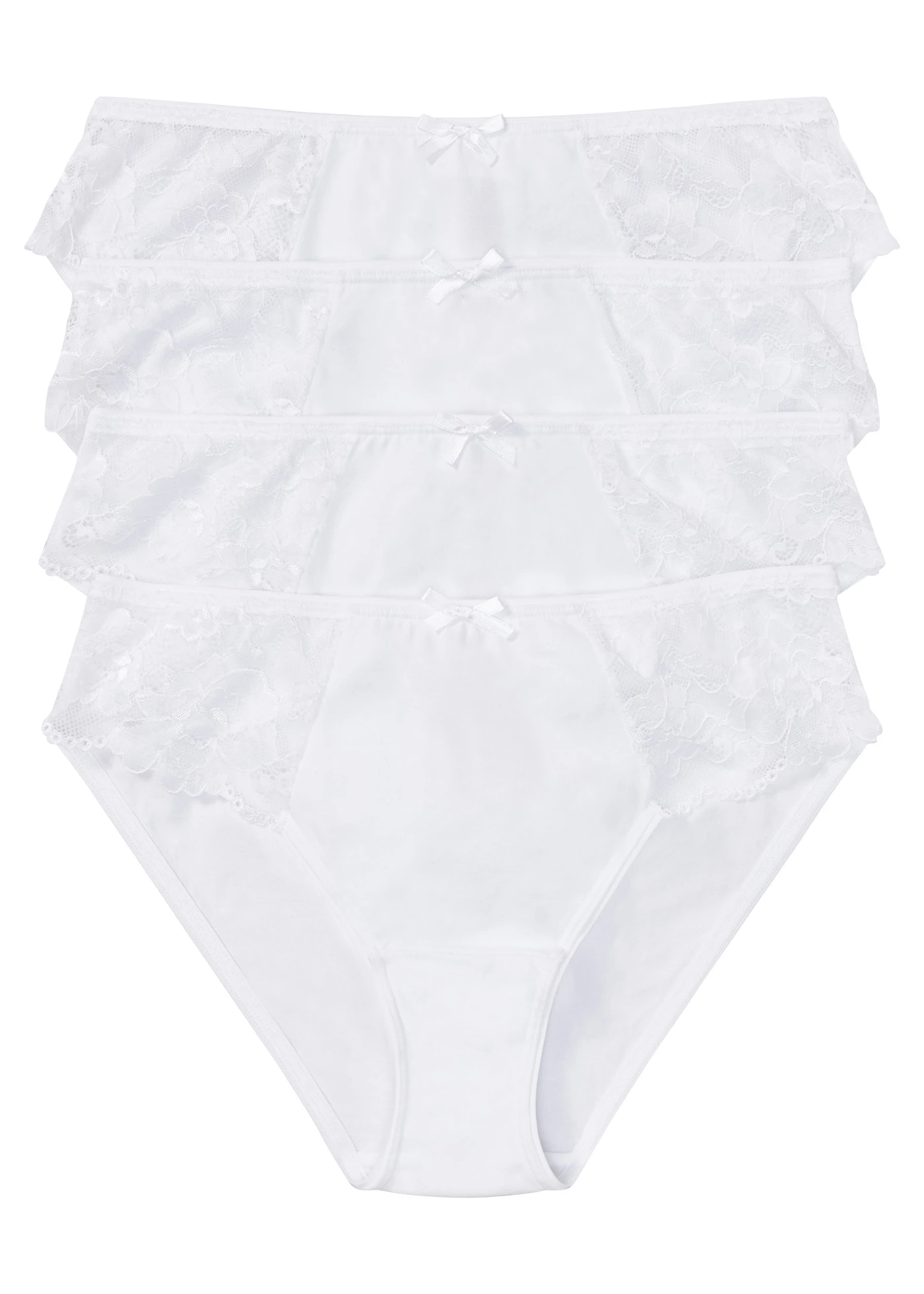 Slip met zacht katoen en kant (set van 4) • wit • bonprix online shop