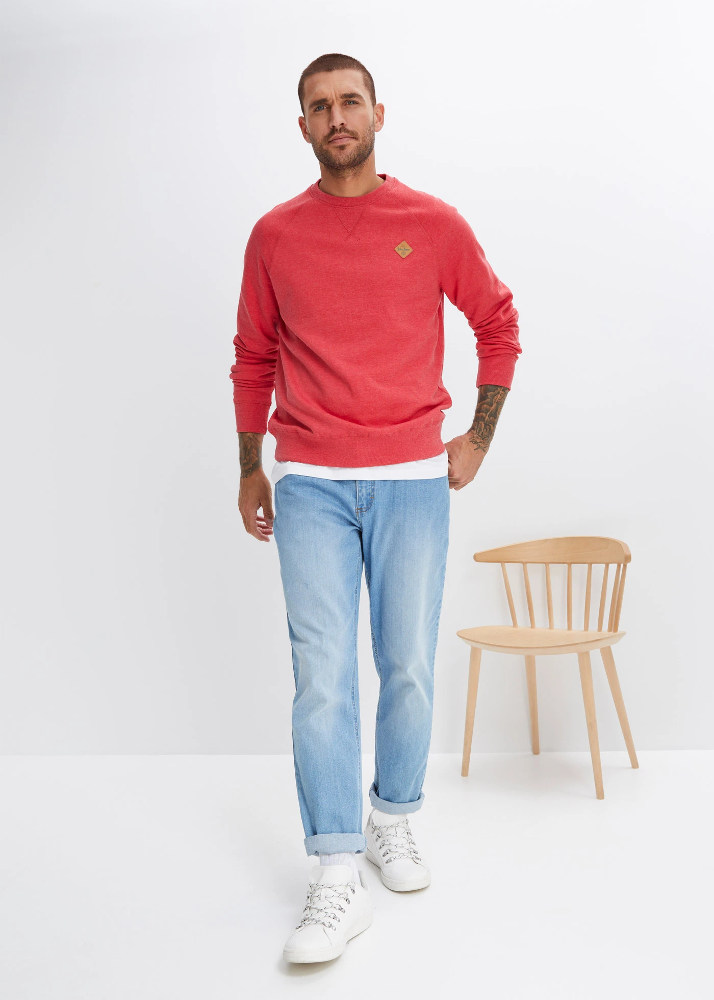 Lot de 2 sweats • bleu foncé-rouge • Boutique bonprix