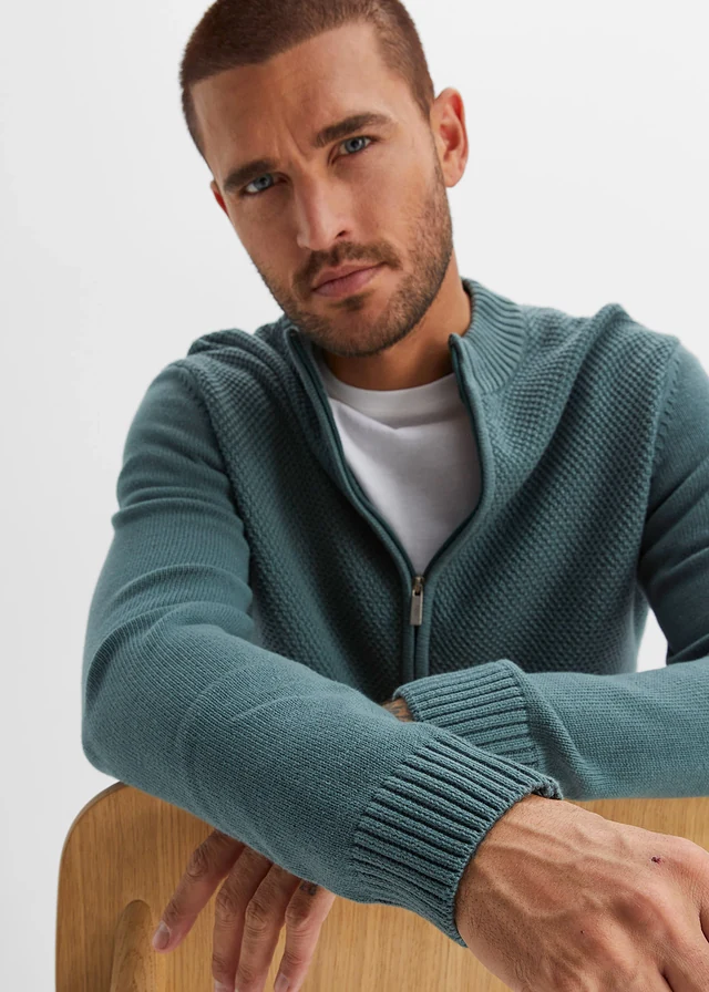 Gilet en fine maille 100% coton • gris vert • product-page.page-title-suffix
